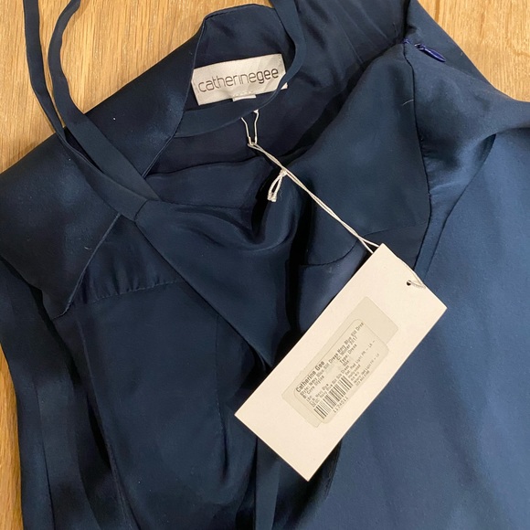 CATHERINE GEE navy blue silk dress s: XS BNWT - Picture 7 of 7